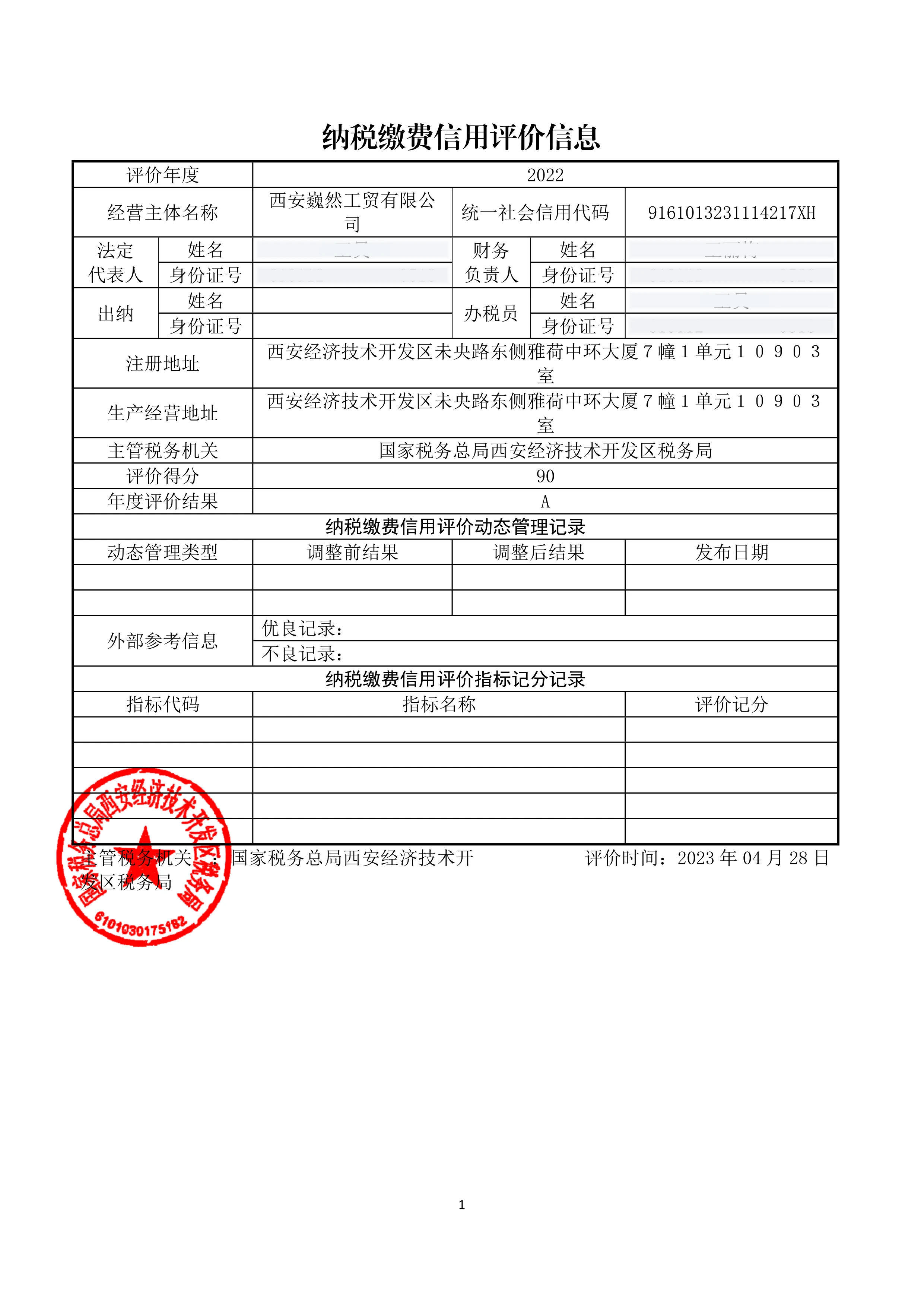 2022年度A级纳税人证书